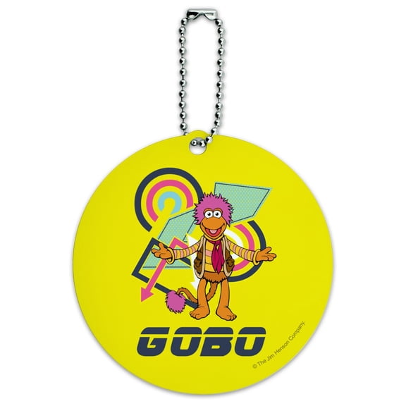 Retro 80's Gobo Fraggle Rock Round Luggage ID Tag Card Suitcase Carry-On