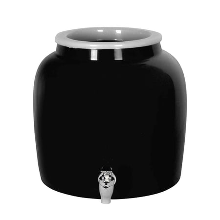 Brio Solid Porcelain Ceramic Water Dispenser Crock with Faucet - Lead Free (Black)