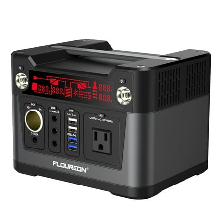 FLOUREON 300W Portable Energy Storage Systems Solar Generator Lithium Battery Backup Power Supply Rechargeable Power Source Inverter with 300W AC Outlet