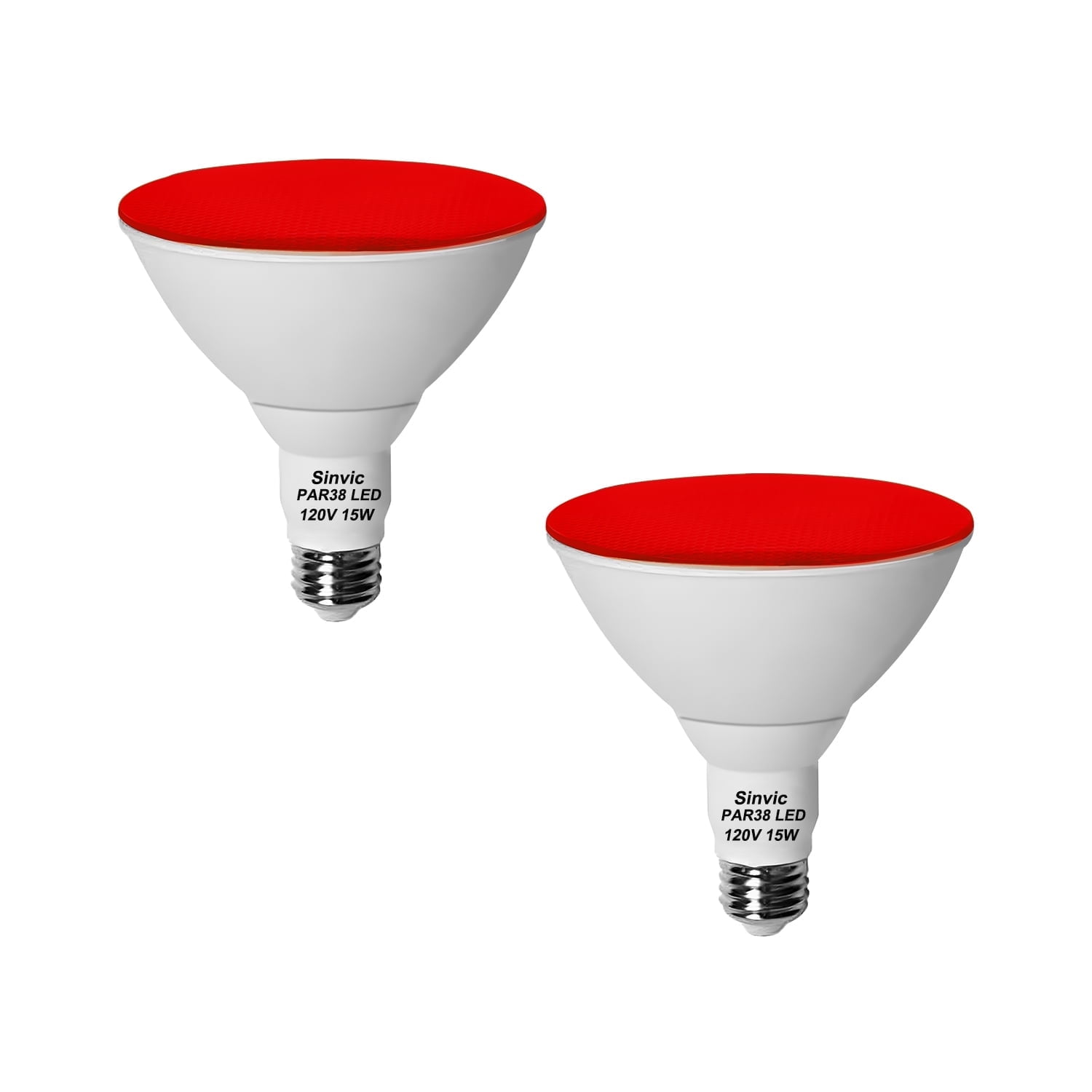 2 Pack Sinvic Dimmable PAR38 Red LED Bulbs, 15W(150W Equiv) 700Lumens 120V E26 CRI85+, Flood Lights