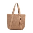thumbnail image 4 of Bolso de Hombro para Mujer, Bolso Tejido para Mujer, Bolsa de Viaje Informal, Bolso de Mano para Mujer, Bolso de Mano Bohemio, Bolso de Playa para Fie Marrón claro Yinane Bolso de mujer, 4 of 8