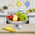 thumbnail image 3 of Clearance! Round Transparent Fruit Plate, Dienrx Pedestal Fruit Bowl Kitchen Countertop Bowls with Base Elegant Bowl Snacks Fruit Basket Bowl Fruit Basket for Farmhouse Centerpiece Amber Argent Edge, 3 of 5