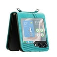 thumbnail image 3 of for Samsung Galaxy Z Flip 5 Stylish Case with Shoulder Strap PU Leather Embossed Shockproof Phone Cover for Samsung Galaxy Z Flip 5, Green, 3 of 10