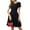 Black, variant on Elegant Short Sleeve Pleated Swing Round Neck Solid Color Loose Dress Women Casual Party Evening Gown Black L