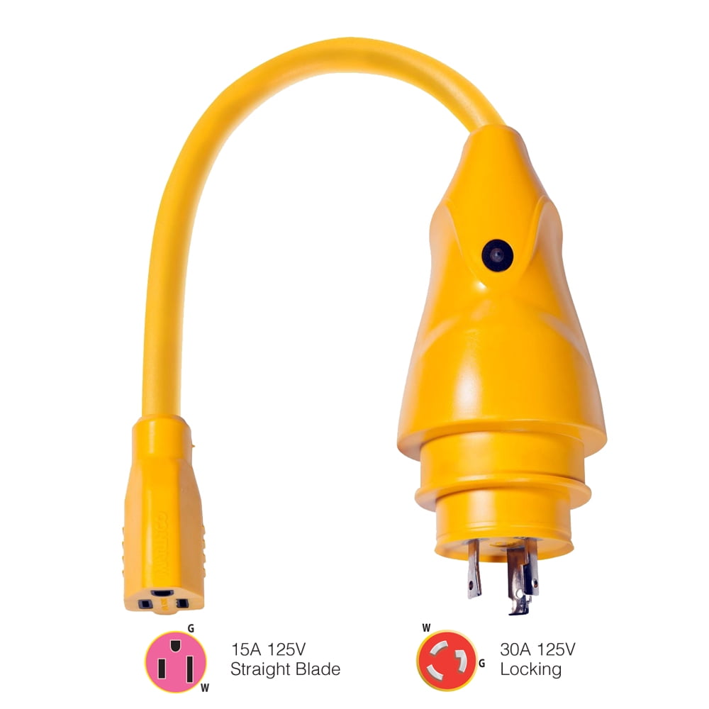 Marinco 80A Boat Shore Power Heavy Duty Marine Grade Straight Blade Adapter 125V