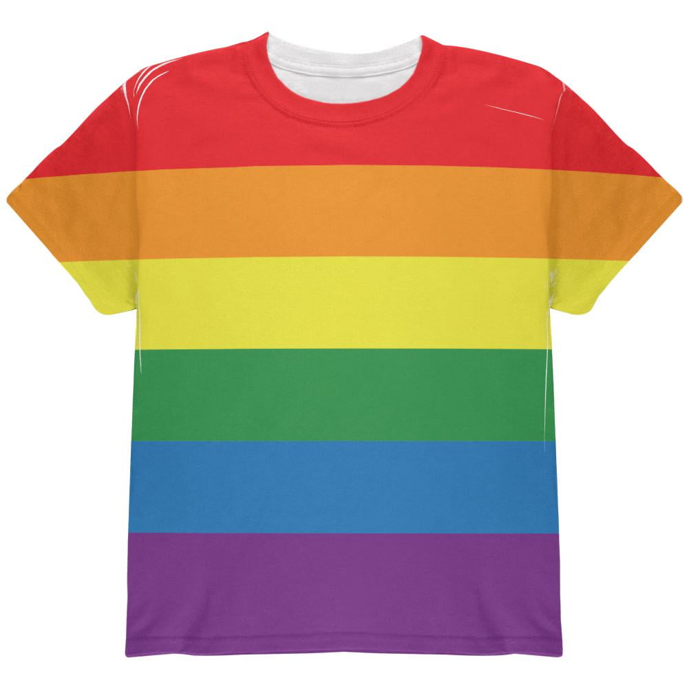 Rainbow Gay Pride Flag All Over Youth T Shirt Multi Ylg