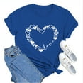 thumbnail image 2 of hcuribad Valentine's Shirts for Women Womens Shirts t Shirts for Women Valentine's Day Funny Print t Shirt Printed Crew Neck Shirt Women's Pullover t Shirt Blue M, 2 of 8