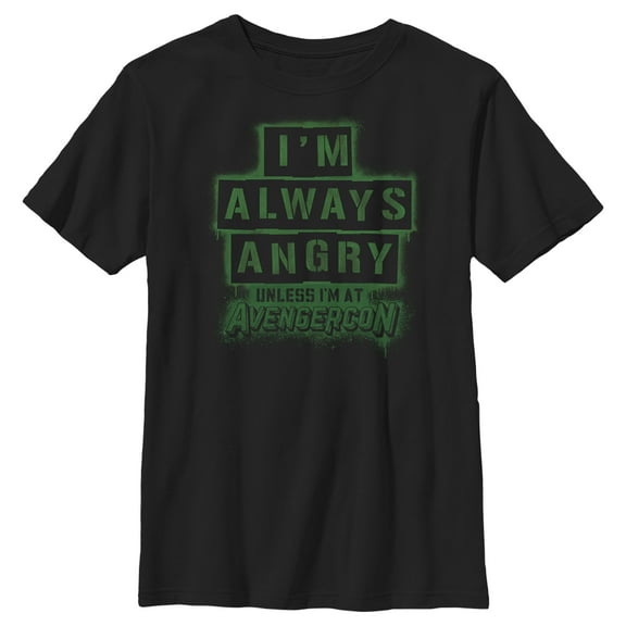 Boy's Marvel: Ms. Marvel I'm Always Angry Unless I'm At AvengerCon  Graphic Tee Black Small