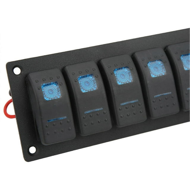 5 Pin 8 Gang Rocker Switch Panel IP66 Waterproof Blue Backlight 12‑24V DC for RV Car Truck Boat Motorcycle