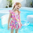 thumbnail image 6 of Hienoo Little Girls Ruffle Swim Dress Sun Protection Bathing Suit Cute Swimsuit Swimwear, 6 of 8