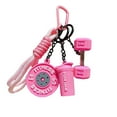 thumbnail image 5 of Creative Fitness Keychain Set - Barbell & Dumbbell Backpack Pendant, Gym Peripheral Gift for Fitness Enthusiasts, Durable Metal Water Cup Charm, Perfect Christmas & Valentine's Day Gift, Pink, 5 of 5