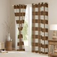 thumbnail image 3 of Homewish Classic Geometric Plaid Black Out Curtains,Modern Geometric Curtains Pack of 2 (42x63 Each),Brown Grid Bedroom Curtains For Boys Kids,Super Cozy Room Decor, 3 of 6
