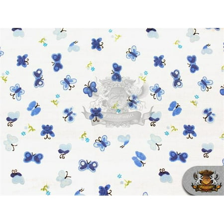 Cotton Flannel BUTTERFLY BLUE Fabric / 45
