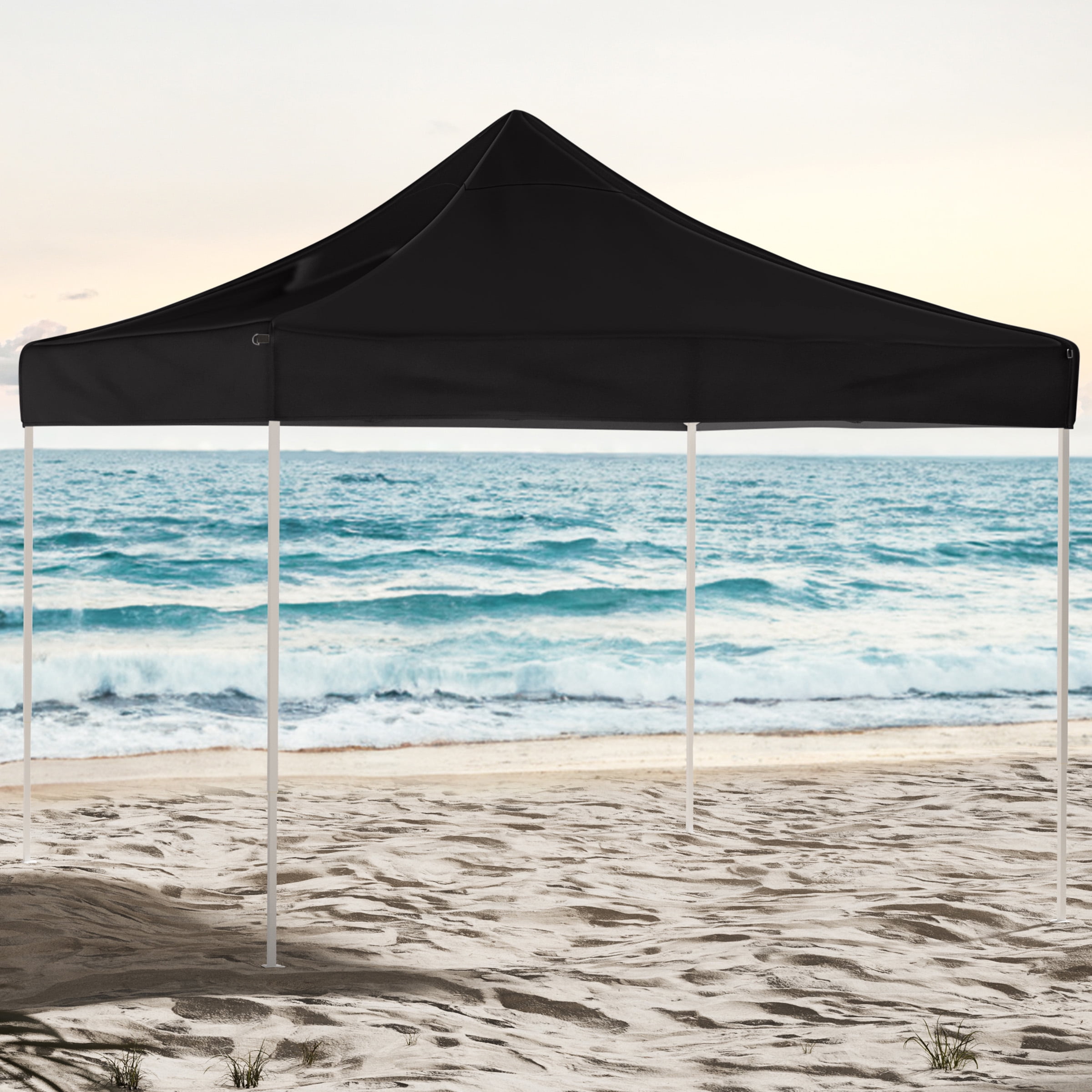 Stalwart 10x10 ft Pop Up Canopy Tent - UPF30 Beach Tent Sun Shelter, Black
