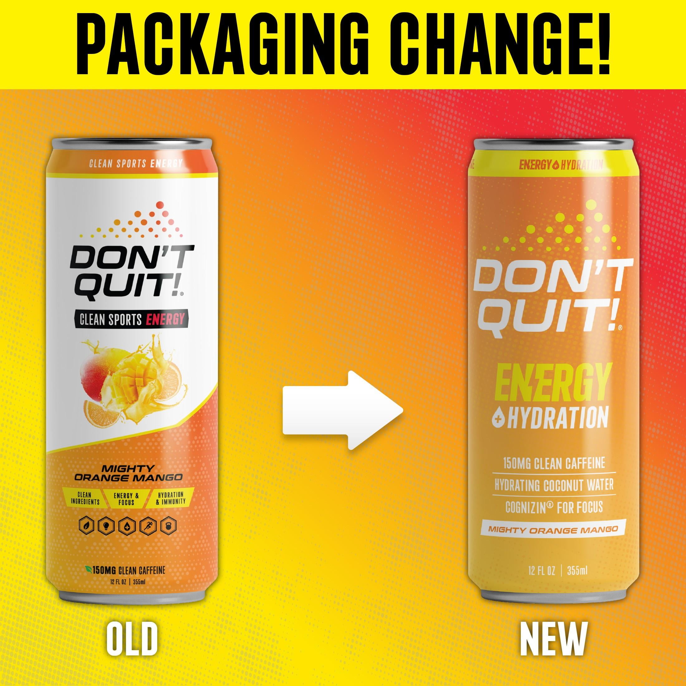 Don't Quit Clean Sports Energy, Mighty Orange Mango 12oz 12pk