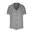 thumbnail image 3 of Knitted Shirts for Men Fashion Button Down V Neck Summer Short Sleeve Business Casual Beach Vacation Shirts, 3 of 5