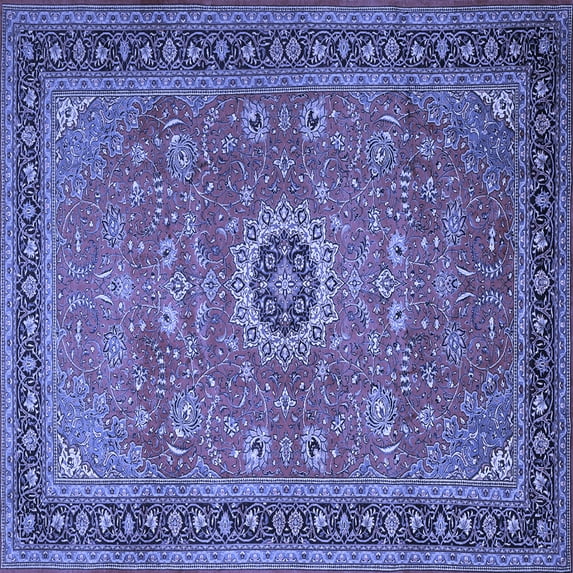 Ahgly Company Machine Washable Indoor Square Persian Blue Traditional Area Rugs, 4' Square