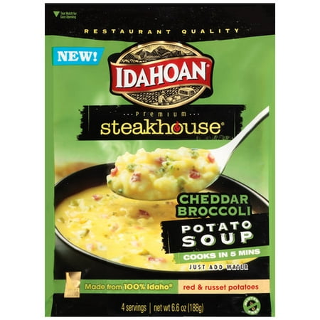 (4 Pack) Idahoan Steakhouse Cheddar Broccoli Potato Soup Mix, 6.6 (Best Canned Broccoli Cheese Soup)