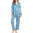 thumbnail image 2 of XIAOCHA Womens Satin Pajama Set Bow Heart Print Button Down Collared Long Sleeve Trousers Sweet Home Nightwear Casual Loungewear, 2 of 5