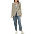 thumbnail image 2 of INSPIRE CHIC Veste pour Femme, Revers Cranté, Double Boutonnage, Blazer à Épaules Rembourrées, TP, Blanc Vert, 2 of 7