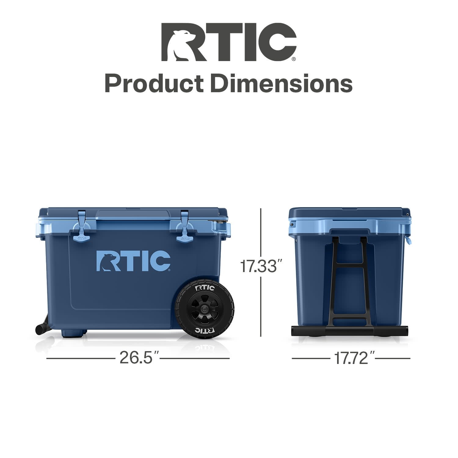 RTIC 52 QT Wheeled Hard-Sided Ice Chest Cooler, Ultra-Light, Fits