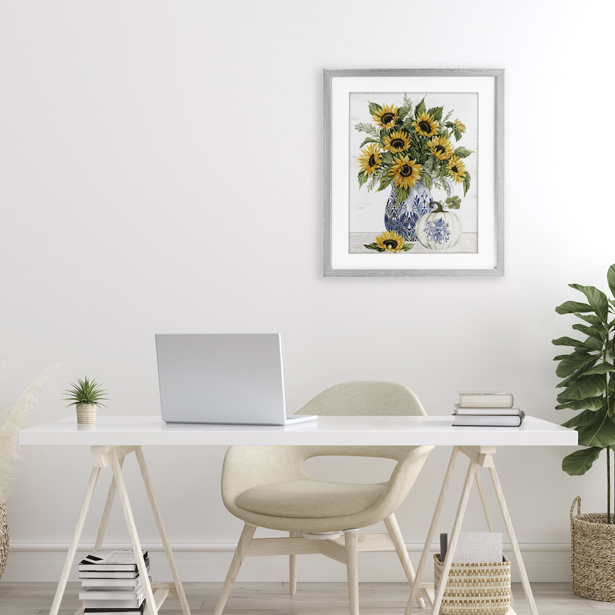 Stupell Industries Imperial Autumn Sunflowers Gray Framed Print Under Glass, design by Cindy Jacobs