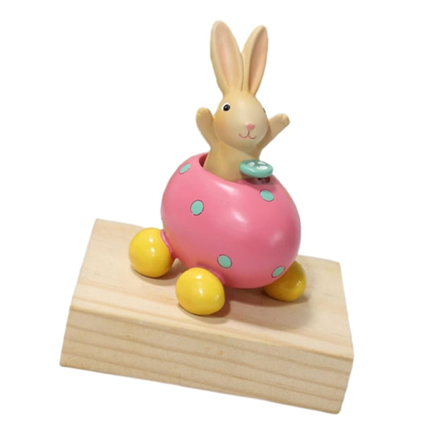 Adorable figura de conejito de Pascua, estatua de conejo, modelo de animal coleccionable de resina para Rosa