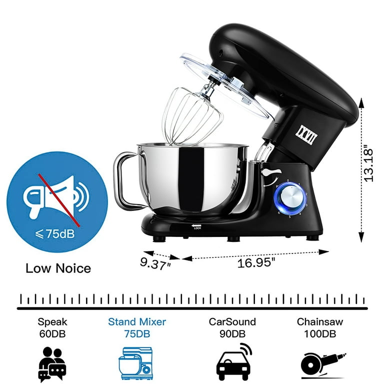 uhomepro 8.5QT Stand Mixer for Home Commercial, 6+0+P-Speed Tilt-Head 660W  Kitchen Dough Mixer, LED Display Electric Cake Mixer With Dough Hook,  Beater, Egg Whisk, Spatula, Dishwasher Safe, Black 