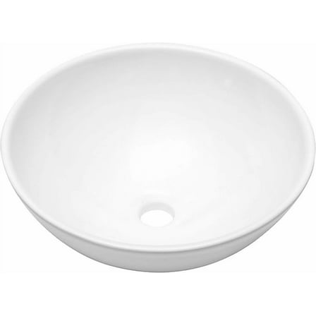 Dcolora 16" Round Bowl Sink – Small White Ceramic Vessel Sink, Modern Above Counter Vanity Basin, Compact 16"x16" Round Bathroom Sink for Small Spaces