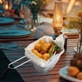 thumbnail image 3 of Silver Mini French Fries Basket Stainless Steel Snack Holder For Food Tableware Kitchen Use 1Pc Portable With Handles Dimensions 4.3X3.5X2.5 Inches Net Weight 0.16 Lb, 3 of 6