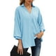thumbnail image 1 of Blusas con botones de manga larga,Blusa Blusas de gasa de manga larga con farol de tres cuartos Tops de manga larga de color puro Máxima comodidad, 1 of 5
