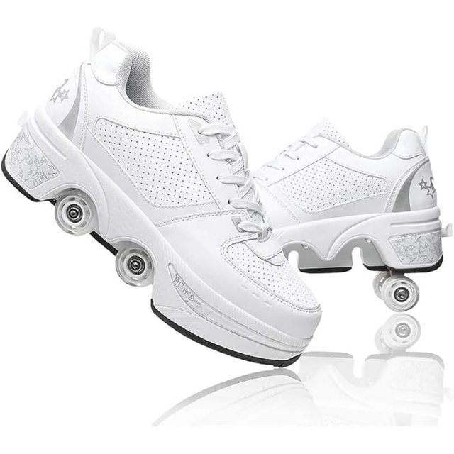 Chaussures de Patins à Roulettes Déformation Chaussures de Marche Automatiques avec Roue à Déformation à Double Rangée Chaussures de Patinage pour Adultes et Enfants