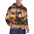thumbnail image 2 of Kdxio Sunset Calf Flower Field Print Mens Casual Hooded Collar Drawstring Hoodies Pullover Sweatshirts Casual Long Sleeve Shirts-X-Large, 2 of 7