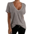 thumbnail image 2 of Womens Blouses Solid Color Short Sleeved Shirts Casual 2026 Trendy Top, 2 of 4
