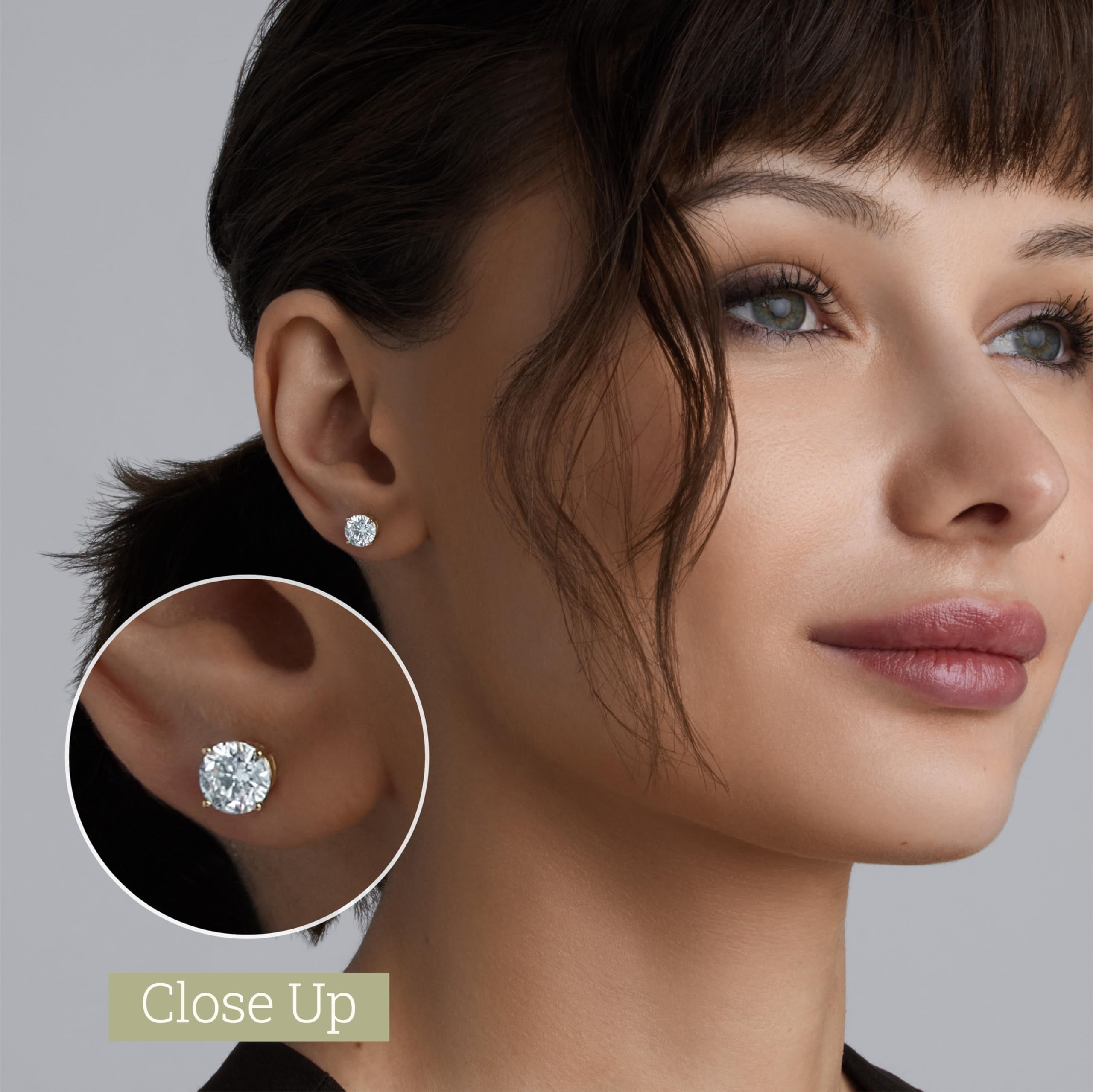 Gilded 2 Carat Total Weight IGI Certified Lab-Grown Diamond 14KT Yellow Gold Stud Earrings for Women| Hypoallergenic Fine Gold Jewelry|4-Prong Basket, Push Back Nut|VSI1 Clarity, E-F Color, Round Cut