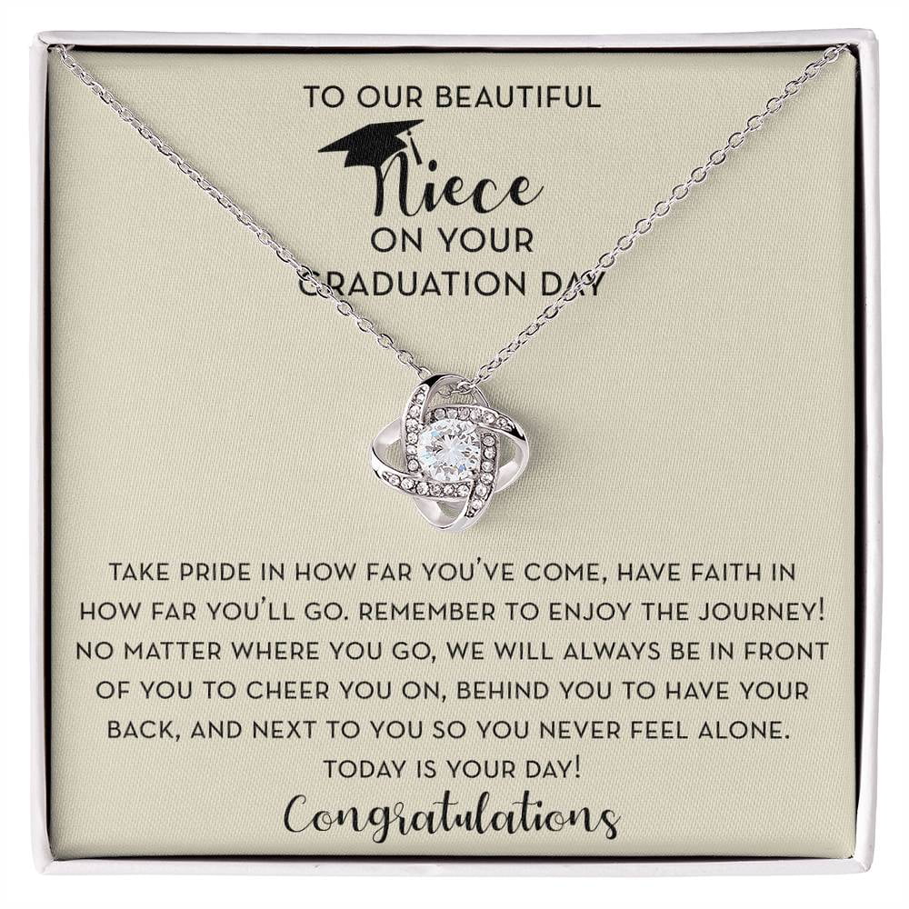 Niece Graduation Necklace Gift, White Love Knot Necklace