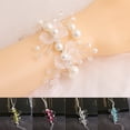 thumbnail image 3 of Travelwant Wedding Bridal Wrist Corsage Bride Wrist Flower Corsages Pearl Stretch Bracelet Wristband for Girl Bridesmaid Prom Homecoming Hand Flowers Decor, 3 of 7