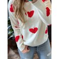 thumbnail image 6 of Hirigin Women Valentine's Day Knit Sweater Heart Embroidered Long Sleeve Crew Neck Pullovers Casual Knitted Sweaters, 6 of 8