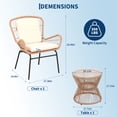 thumbnail image 2 of Memoryfield 3-Piece Outdoor PE Rattan Bistro Set with 2 Chairs & Glass Top Table, Wicker Patio Conversation Furniture for Porch, Garden, Balcony, Poolside,Beige, 2 of 8