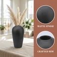 thumbnail image 2 of Unique Bargains Ceramic Ribbed Textured Flower Vase Black 3.1" x 3.1" x 6.1", 2 of 5