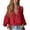 Red, variant on Wenini Women's Boho V Neck Puff Sleeve Crinkle Fabric Top Loose Drop Shoulder Casual Blouse Top Trendy Travel Shopping Outfit