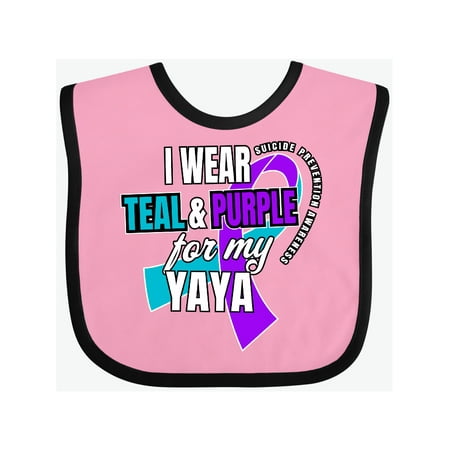 

Inktastic Suicide Prevention I Wear Teal and Purple for My Yaya Gift Baby Boy or Baby Girl Bib