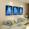 thumbnail image 4 of Wall Art Paintings For Bedroom Living Room Wall Decor Blue Ocean Life Theme Art Prints Wall Artworks Sea Animal Sea Horse Octopus Jellyfish Pictures Bathroom Home Decor Posters 3 Panels, 4 of 6