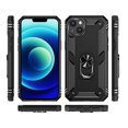 thumbnail image 2 of Compatible with iPhone 13 Case,with 360 Ring Holder Kickstand Card case, Armor Military Grade Protection Hybrid Silicone TPU PC Rugged Case, Magnetic with Car Mount Phone Cover,Black, 2 of 8