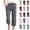 Pantalons Da-Beigecapri pour Femmes, variante sur QATAINLAV Pantalon Capri pour Femmes en Coton et Lin 2025 Été Décontracté à Cordon Capris de Plage Taille Élastique Ourlet Tulipe Pantalon Court avec Poches Gris Foncé TTG Vente Éclair