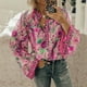 thumbnail image 1 of ICHUANYI Clearance Women's Tops Fashion Flower Print Long Sleeves V-neck Casual Loose Blouse ICHUANYI "ICHUANYI", 1 of 5