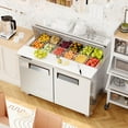 thumbnail image 3 of ChaoLink 48" W Commercial Sandwich/Salad Refrigerator,12.85 Cu.Ft Prep Table Steel Food Prep Station Fridge with 12 Pans Fan Cooling Mega Top Fridge for Restaurant,Bar,Shop,2 Doors, 3 of 8
