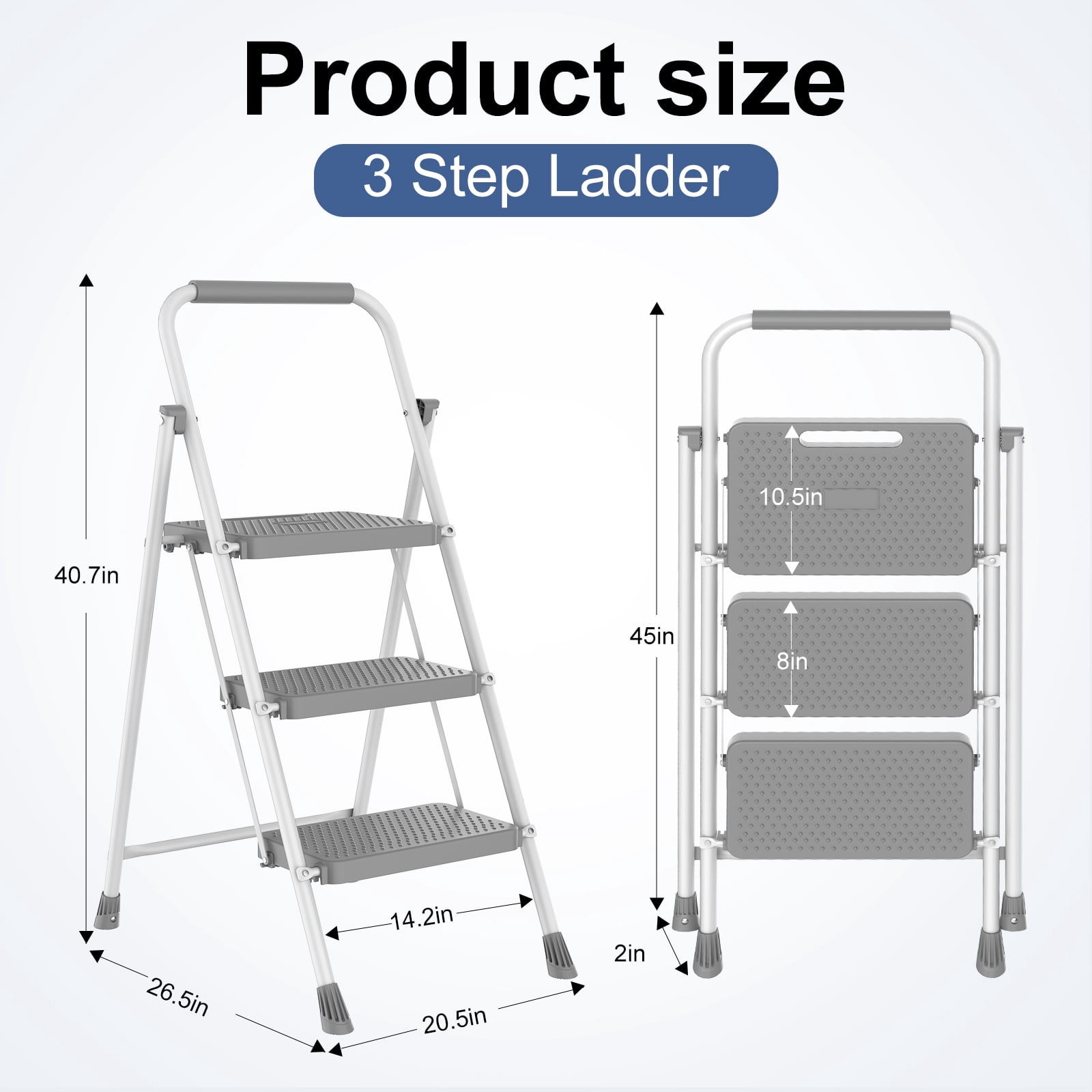 Portable Folding Ladder with Safety Lock and Anti‑Slip Pedals