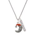 thumbnail image 1 of Delight Jewelry Silvertone Small Crescent Moon Santa Silvertone Balance Bar Charm Necklace, 23", 1 of 4