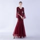 thumbnail image 1 of Vestido de noche con lentejuelas para cena de boda, escenario, malla encriptada, con borde ondulado de seda de pescado, 1 of 6
